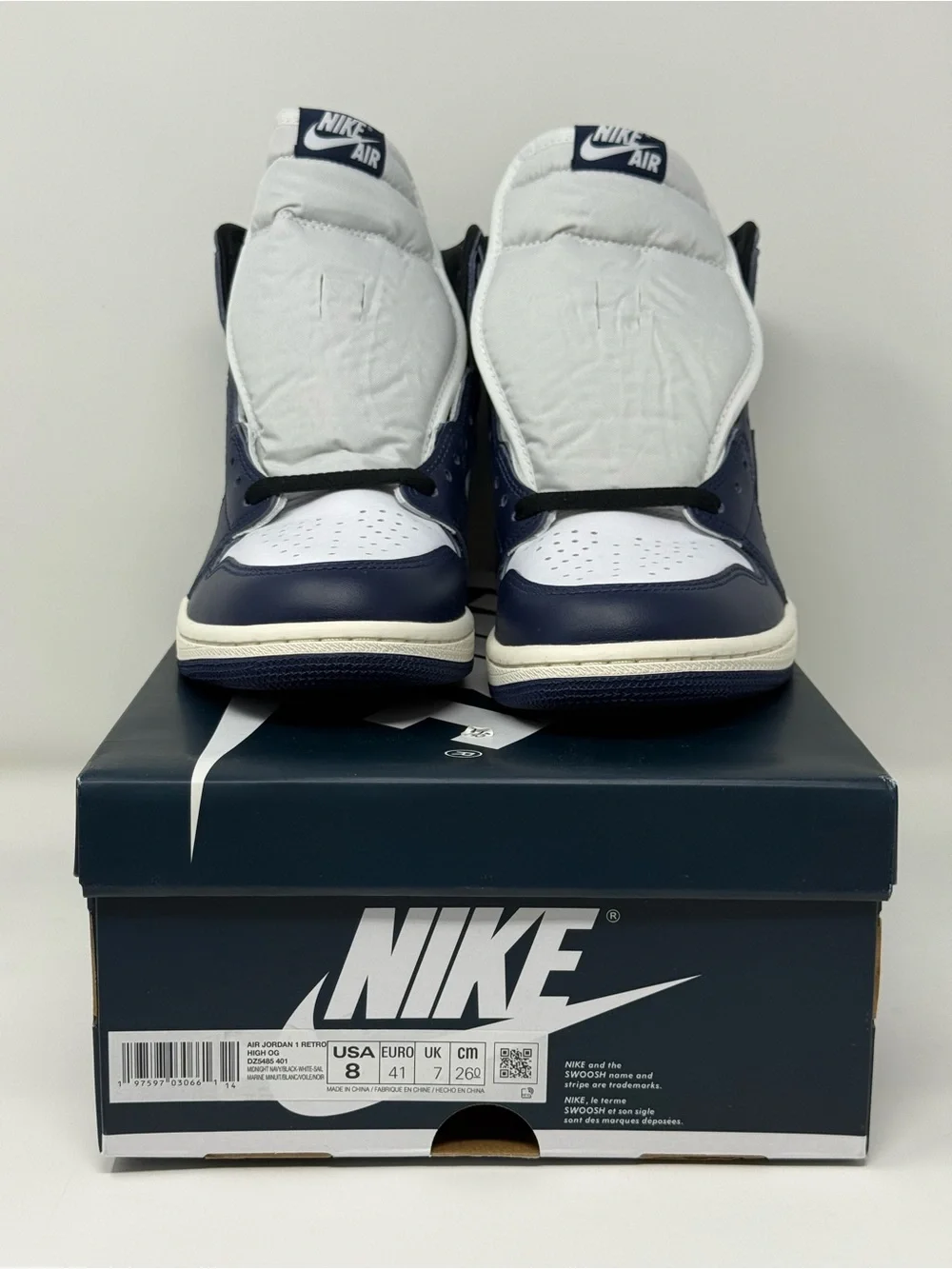 Size 8- Nike Air Jordan 1 Retro High OG Midnight Navy Black White DZ5485-401